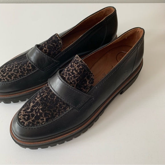 PAUL GREEN Natasha Black Leather Leopard Print Loafer Sz 6/US 8.5 - Picture 7 of 12